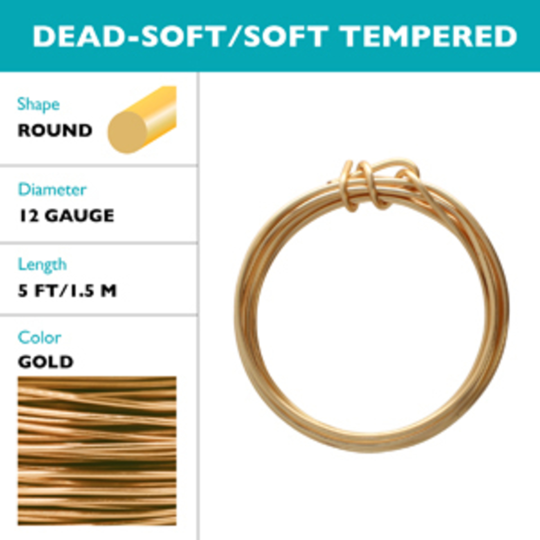 Beadsmith Craft Wire, Gold Colour: 12 gauge (soft temper) image 1