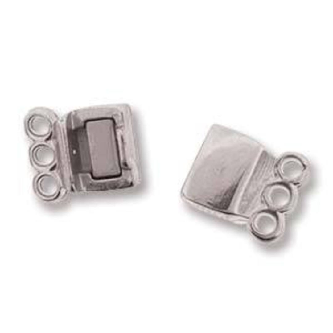 Magnetic 3 Strand Spacer Clasp (13.7mm x 6.6mm) - bright silver plate image 0