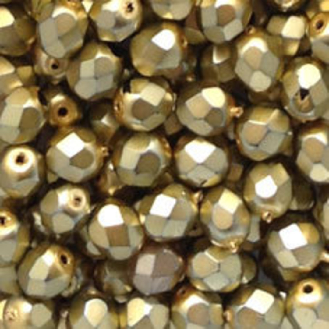 Czech Firepolished Facet: 6mm - Metallic Gold (coated) image 0