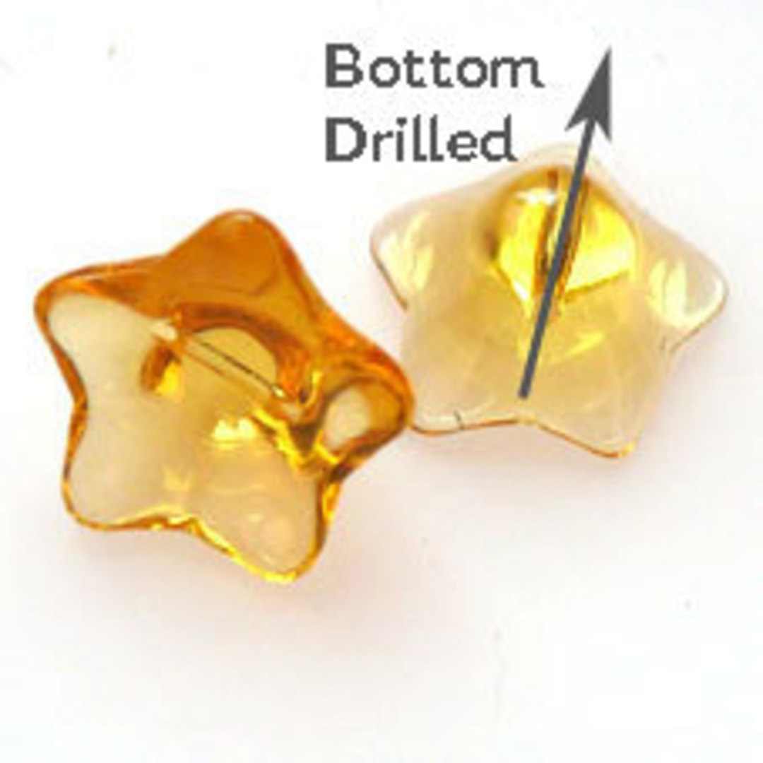 Glass Flower, 12mm,  bottom drilled - Transparent Amber image 0