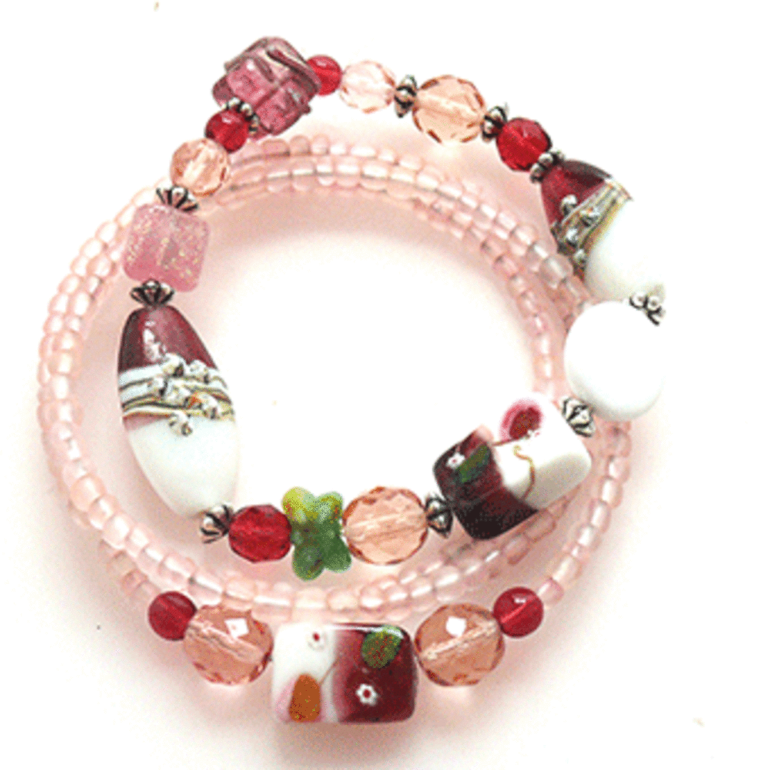 CLEARANCE KITSET: Stacked Bracelets: Raspberry Peach (no instructions) image 1