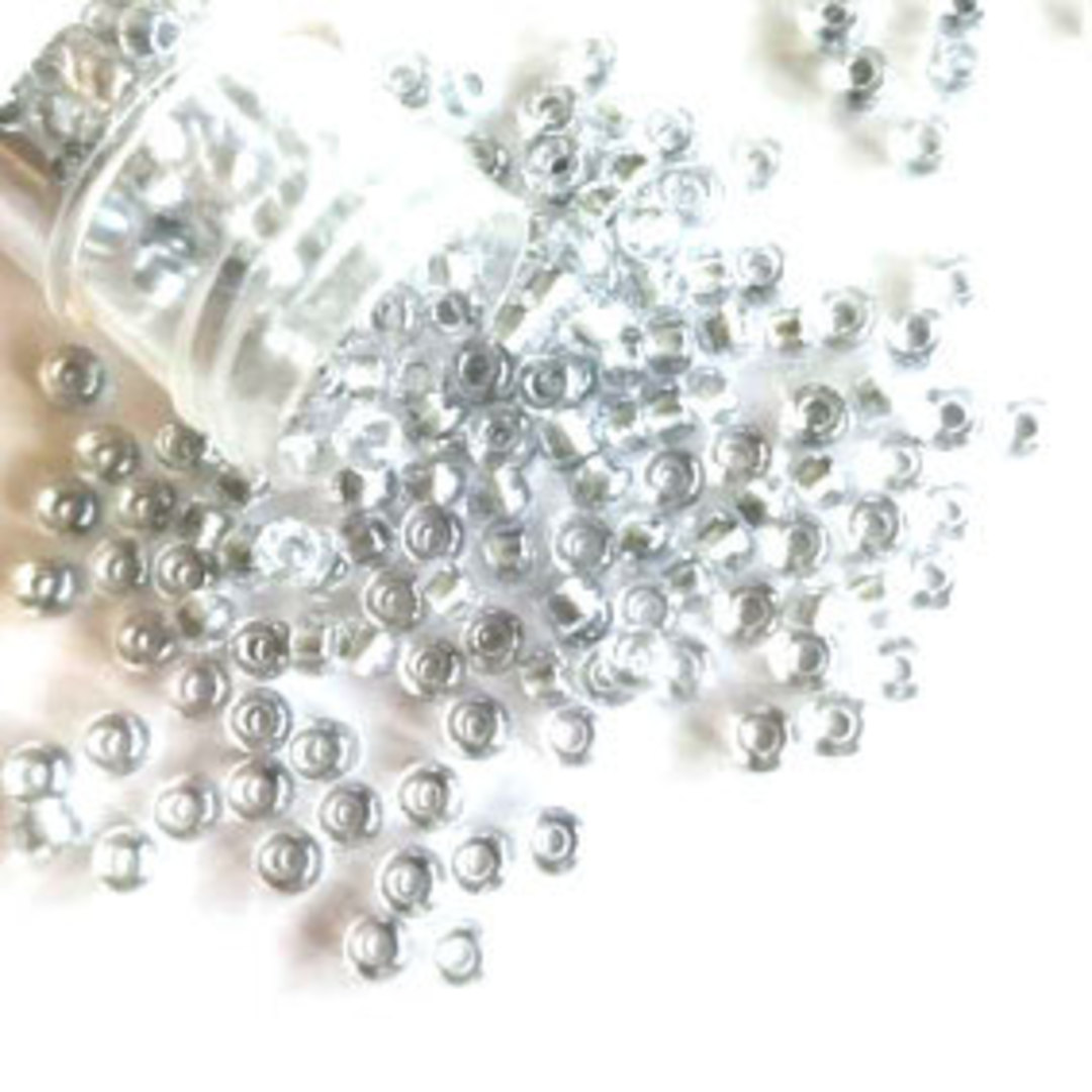 NEW! Miyuki size 8 round: 242 - Sparkling Pewter lined Crystal (7 grams) image 0