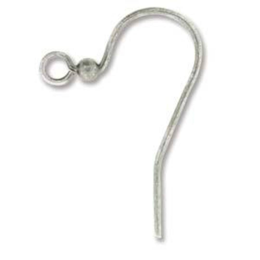 Ball earring hook (25mm), with 2mm ball detail - antique silver (nickel free) image 0