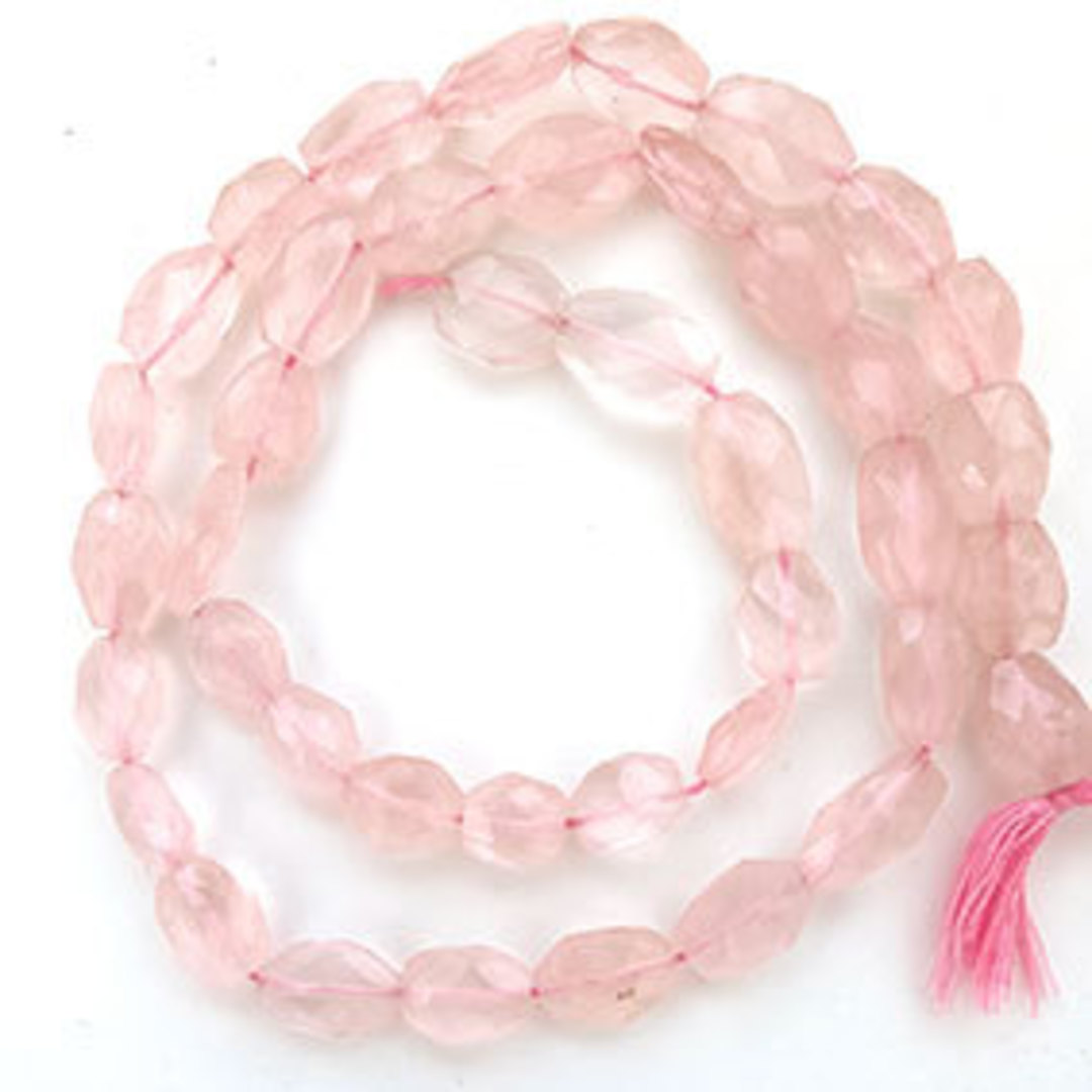 Rose Quartz faceted nuggets (10 x 6mm) - one strand only. 41 beads. image 0