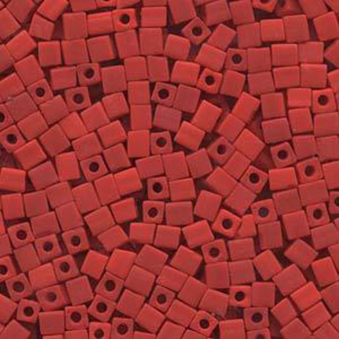 4mm Miyuki Square: 407F - Opaque Frosted Red image 0