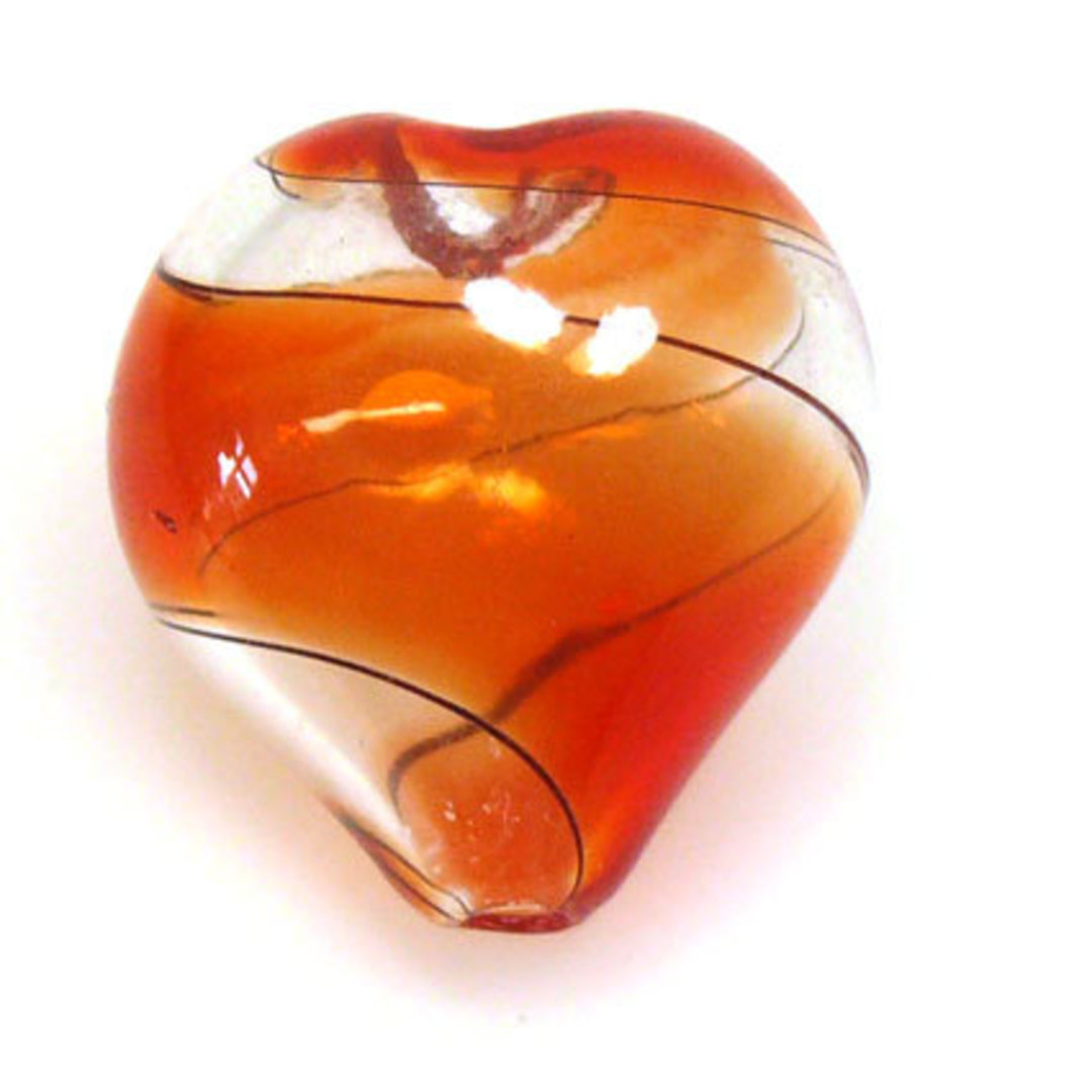 Chinese Blown Glass, Red, Black, Clear heart image 0