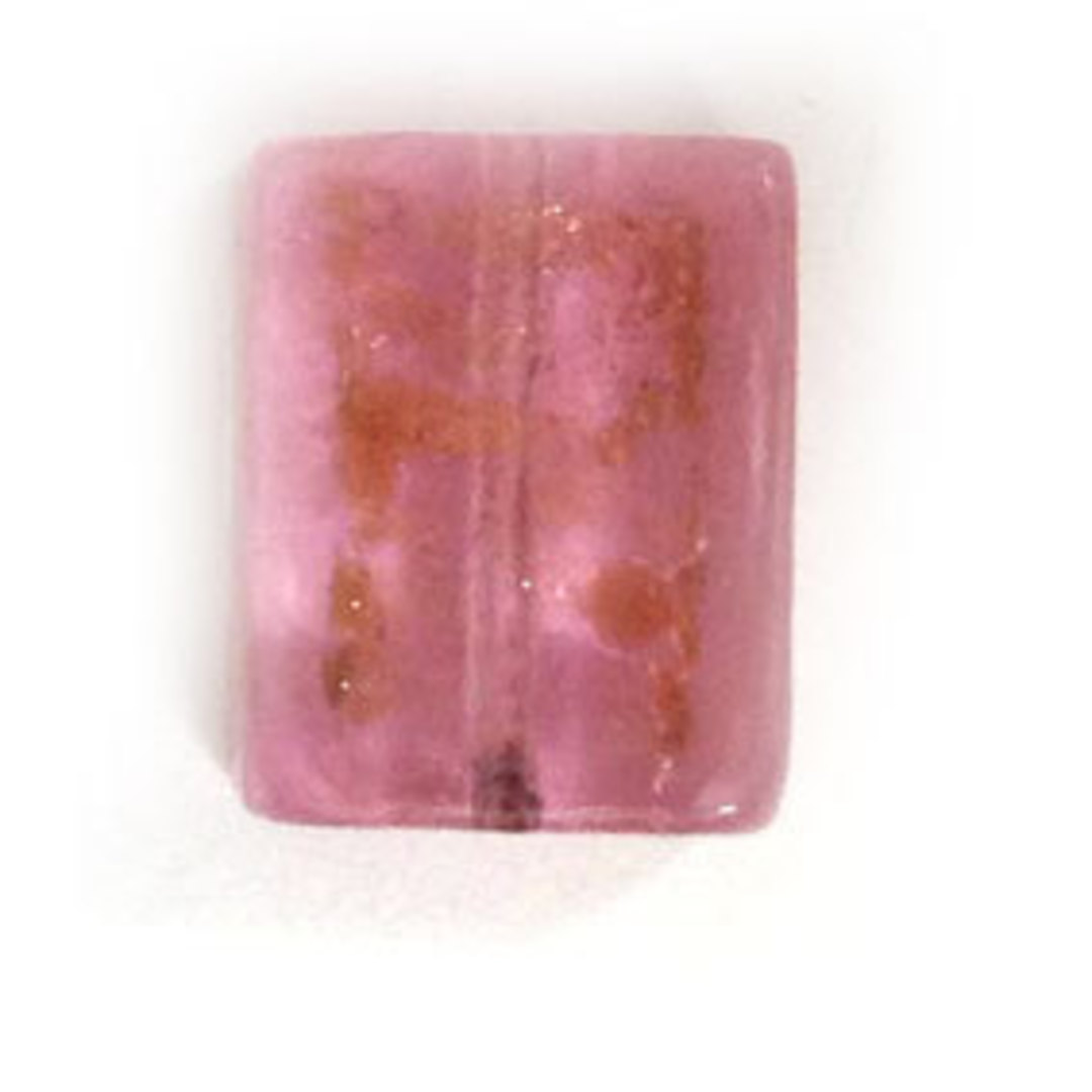 Chinese Lampwork Rectangle (14 x 18mm): Pink with gold flecks image 0