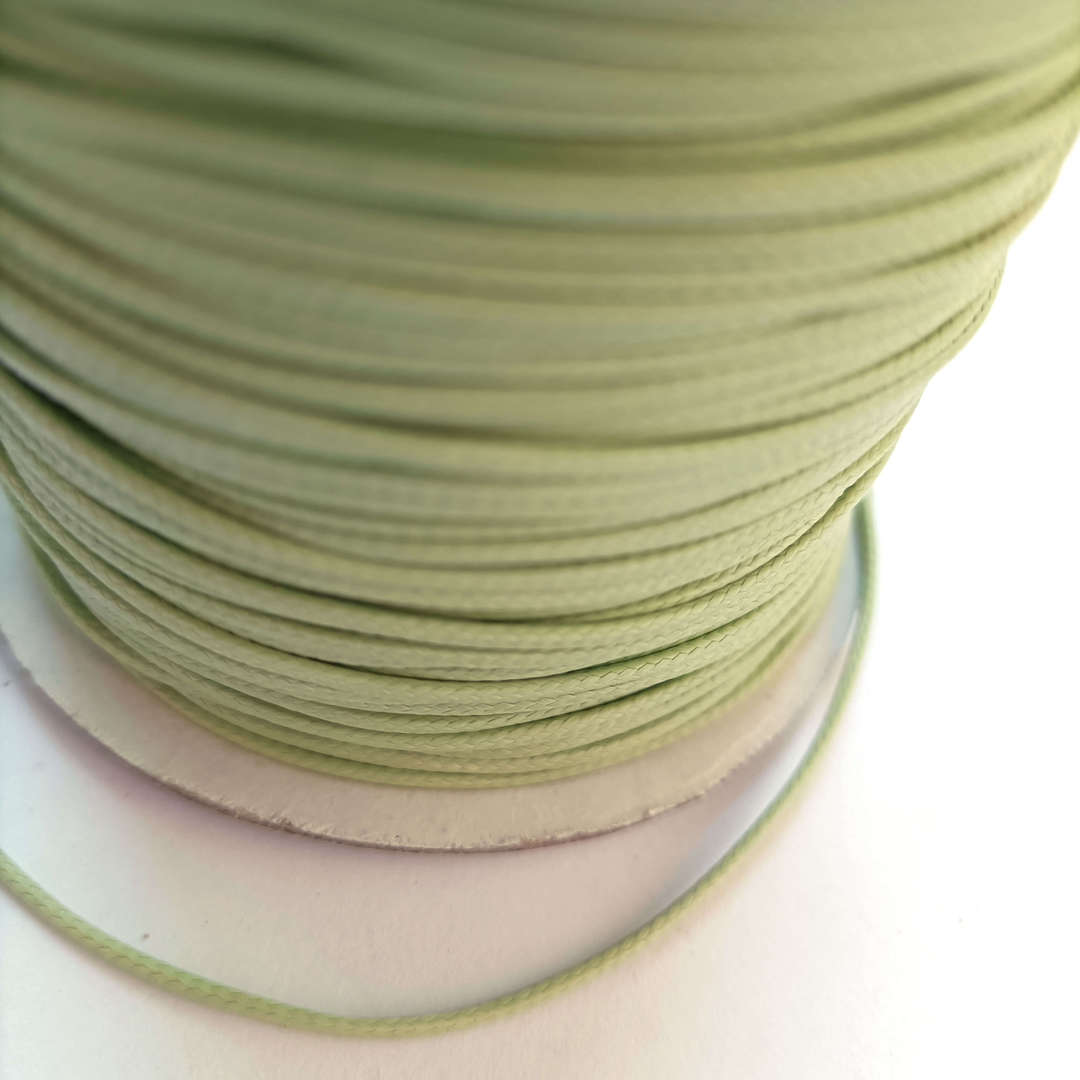 1mm round polished cotton cord - Light Green image 0
