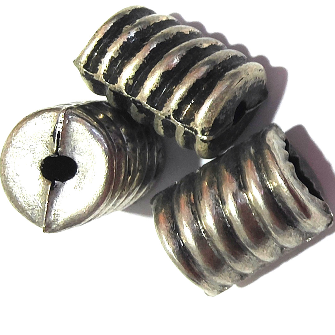 Indian Metal Bead 2: Striped Barrel (18 x 20mm) image 0