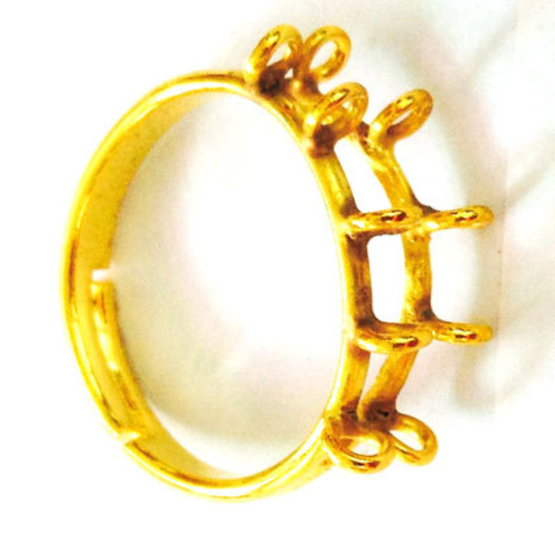 CLEARANCE Ring Base with loops - Gold (TARNISHED) image 0