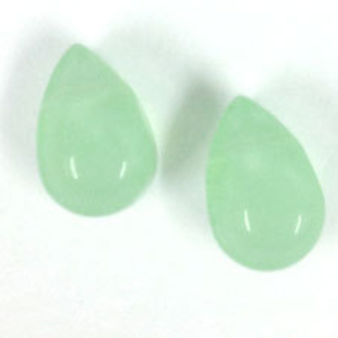 Flattened Tear Drop, 6mm x 10mm: Opaque Light Green image 0