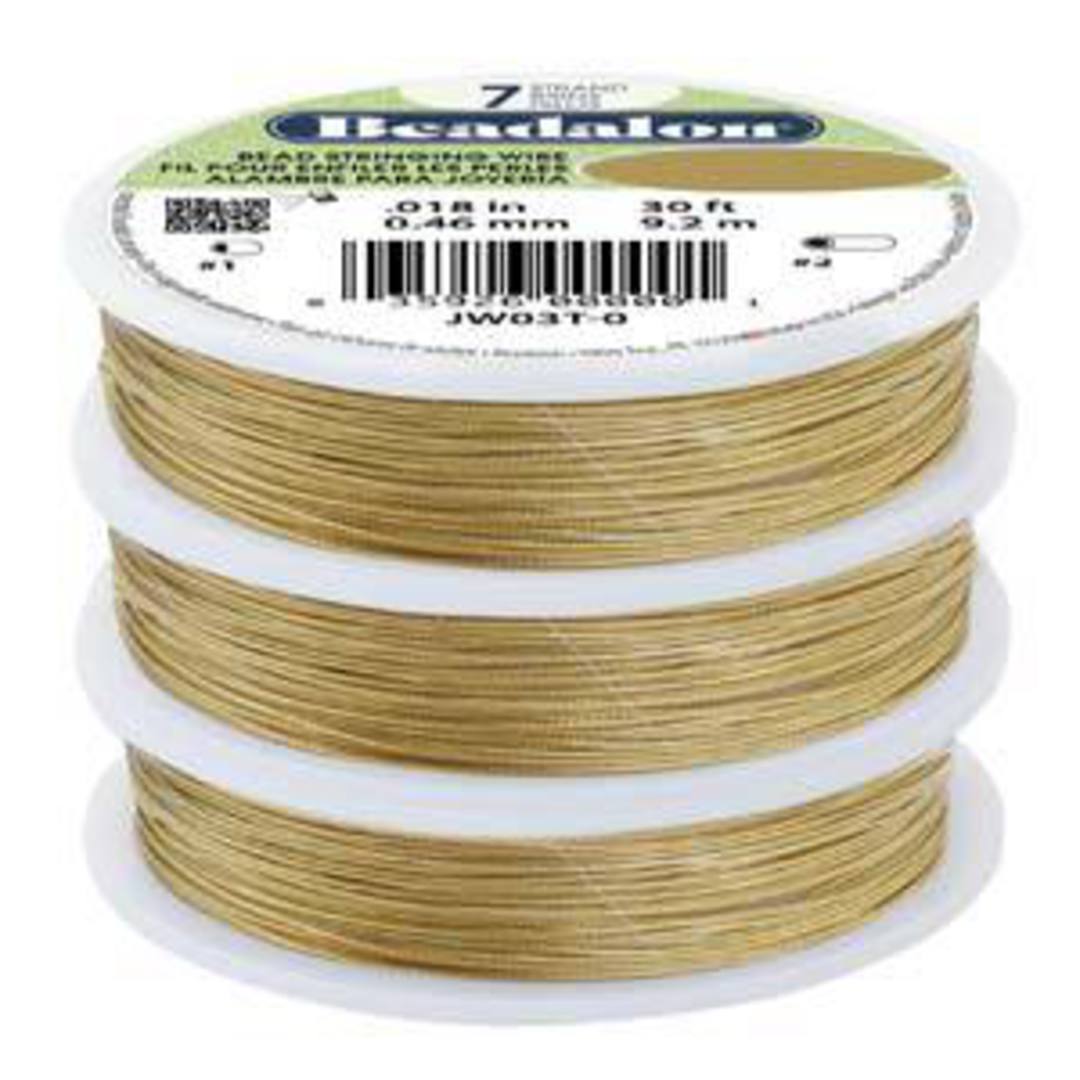 Beadalon 7 strand flexible wire GOLD CLEAR: Fine (.012) image 0