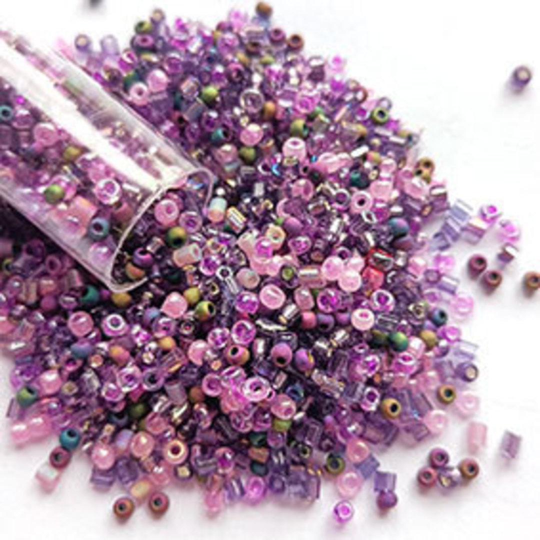 Seed Bead Mix, 25 gram - Deep Lavenders image 0
