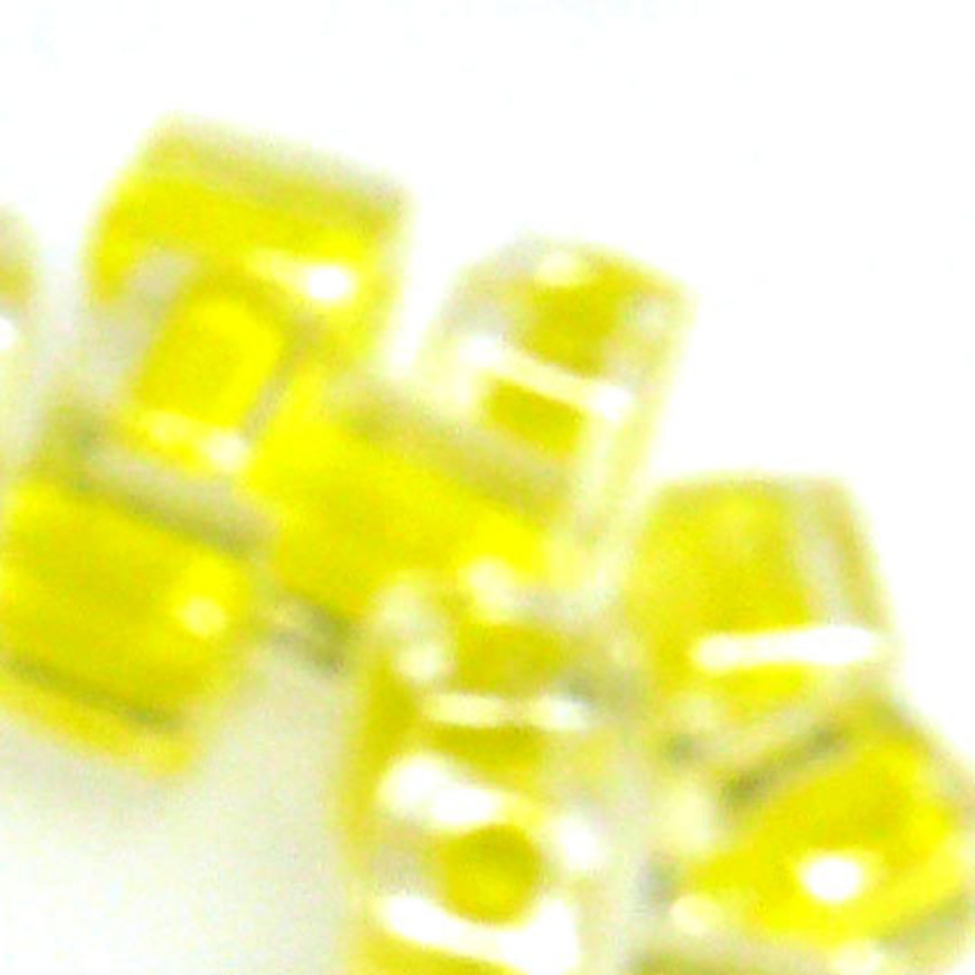 4mm Miyuki Square: 202 - Yellow/Clear, colour lined image 0