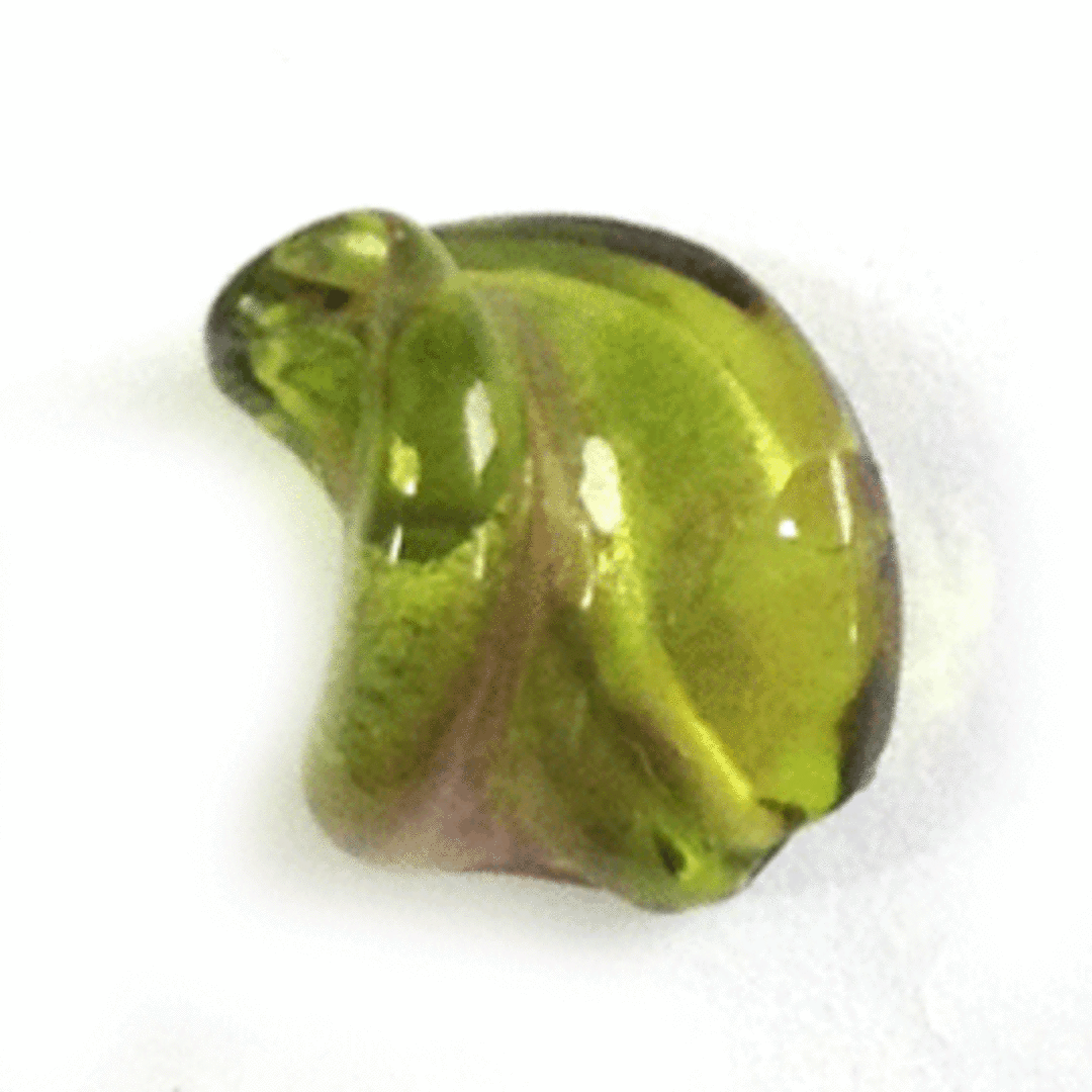 Chinese Lampwork Twist (12 x 15mm): Transparent olive and amethyst, silver foil image 0
