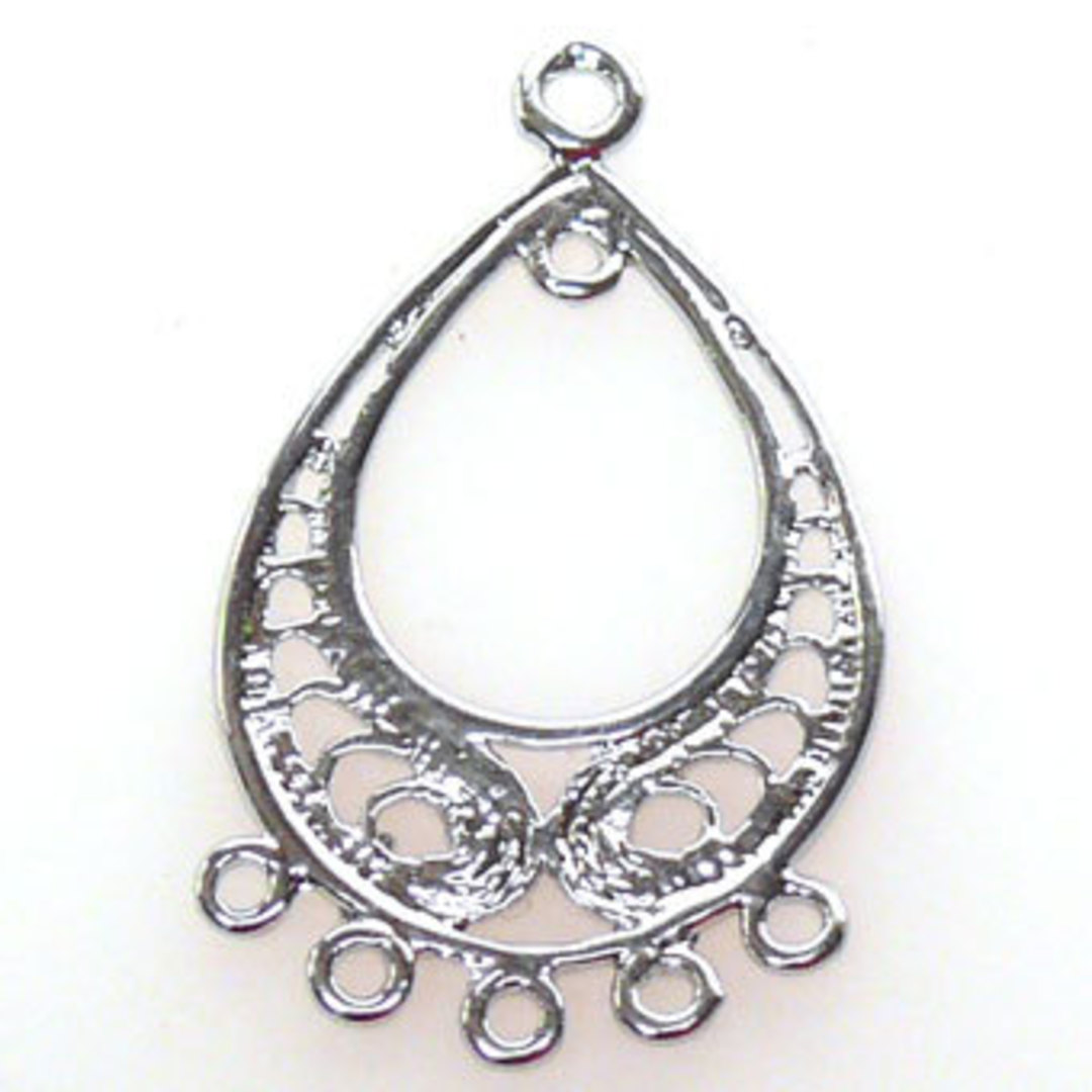 Antique Silver Chandelier Top,  Filigree Pear with 5 bottom loops image 0