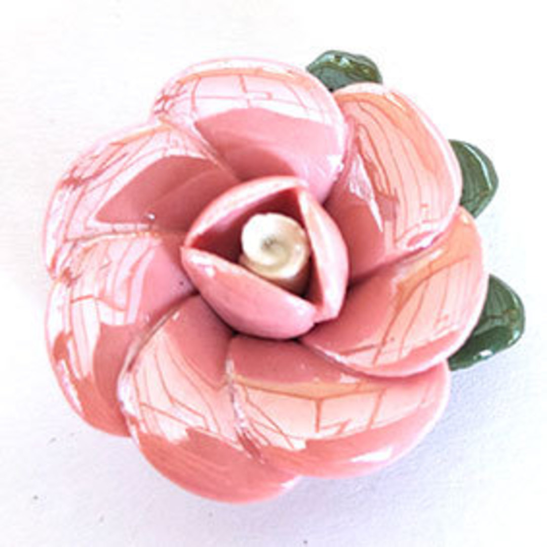 Handmade porcelain rose, 35mm: Pink image 0