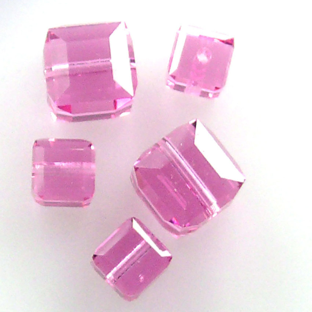 6mm Swarovski Crystal Cube, Rose image 0