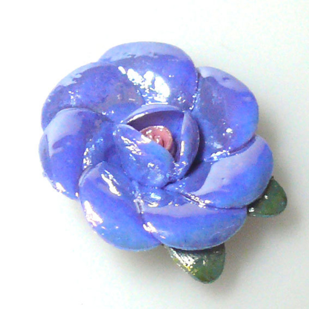 Handmade porcelain rose, 35mm: Blue image 0