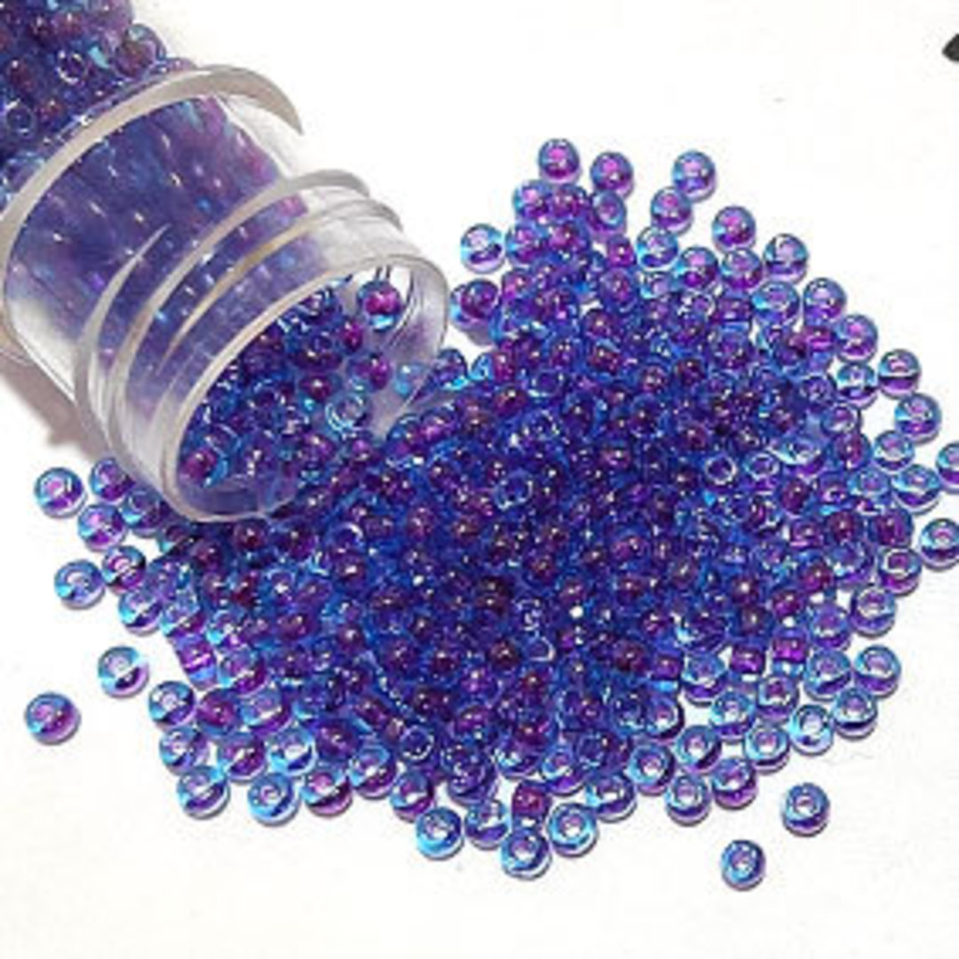 Toho size 11 round: 352D - Violet/Aqua, colour lined (7 grams) image 0