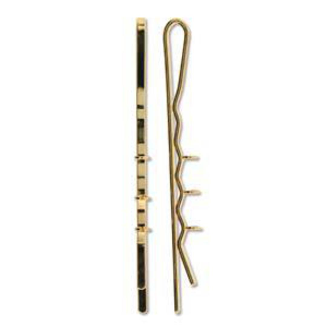 3 loop Hair Pin, 55mm: Gold image 0