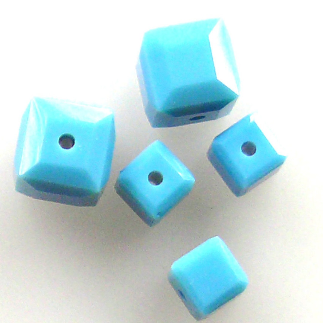 6mm Swarovski Crystal Cube, Turquoise image 0