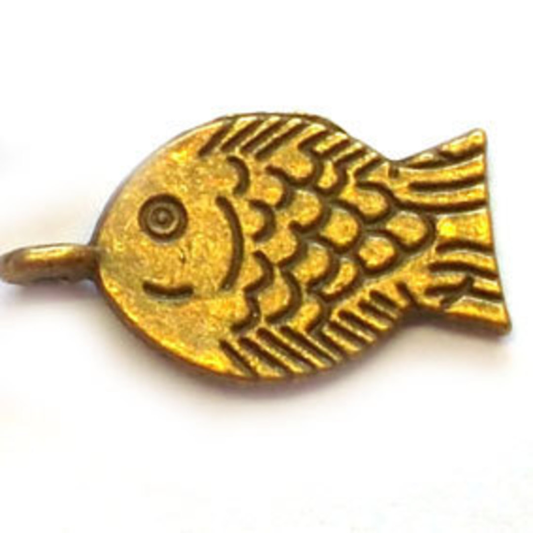 Metal Charm 26: Fish (13mm x 24mm) - brass image 0