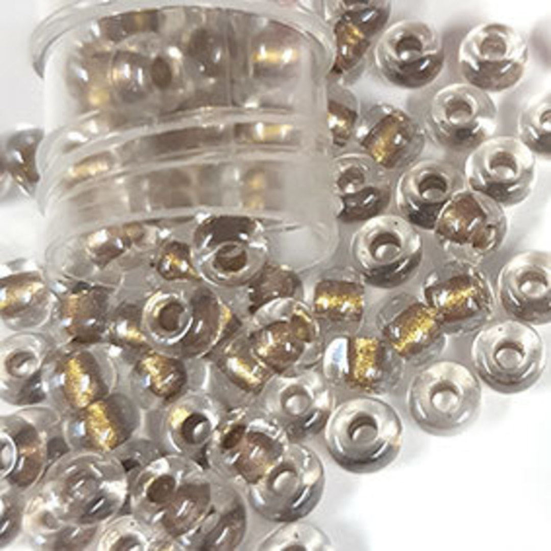 Miyuki size 6 round: 769 - Clear, dull gold lined (7 grams) image 0