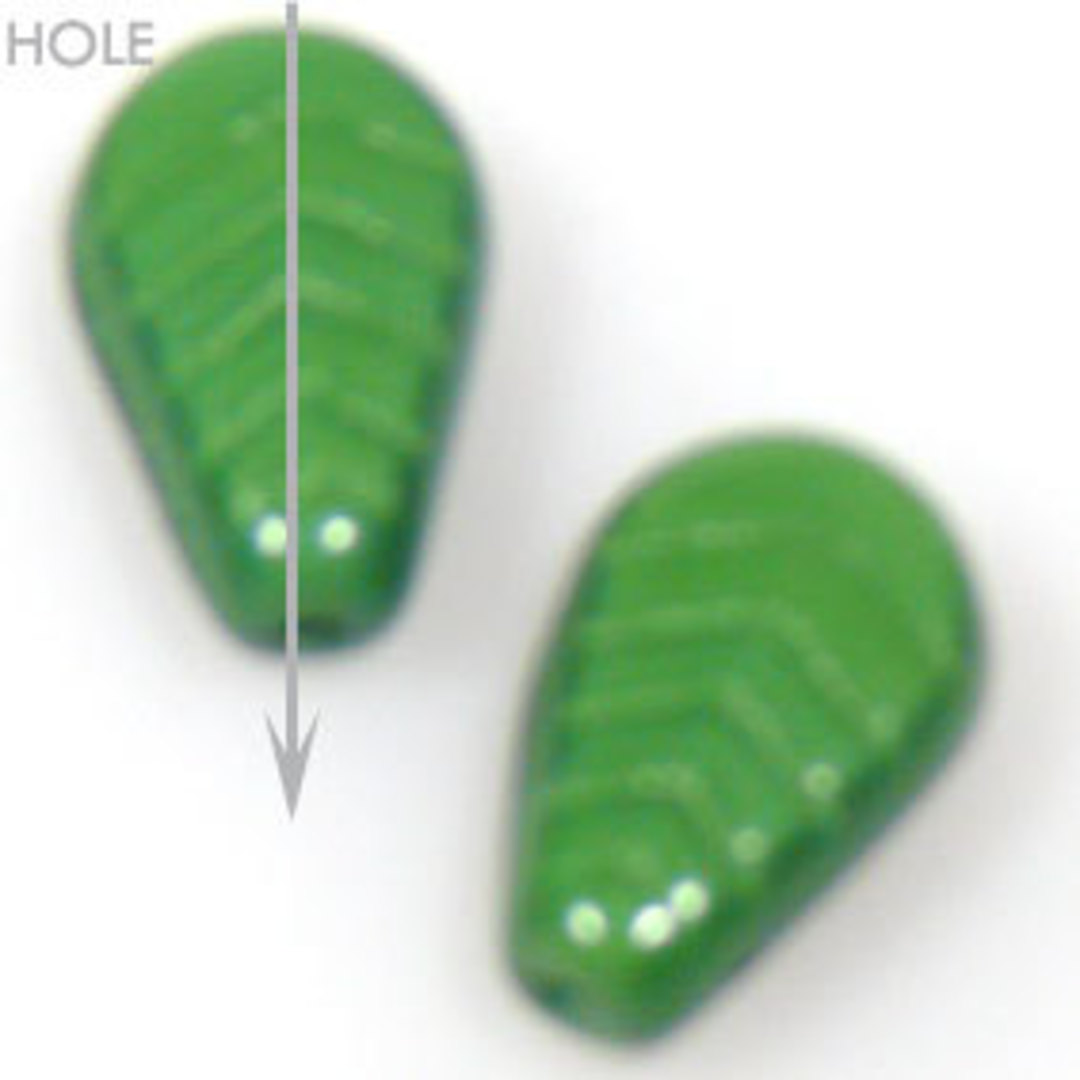 Glass Deco Leaf, 7mm x 10mm - Deep opaque green image 0