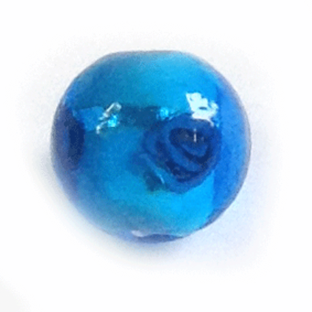 Chinese Lampwork Bead, transparent dark aqua with white core and pink rose image 0