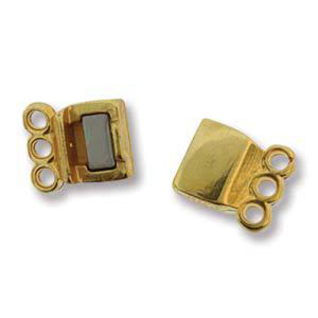 Magnetic 3 Strand Spacer Clasp (13.7mm x 6.6mm) - gold plate image 0
