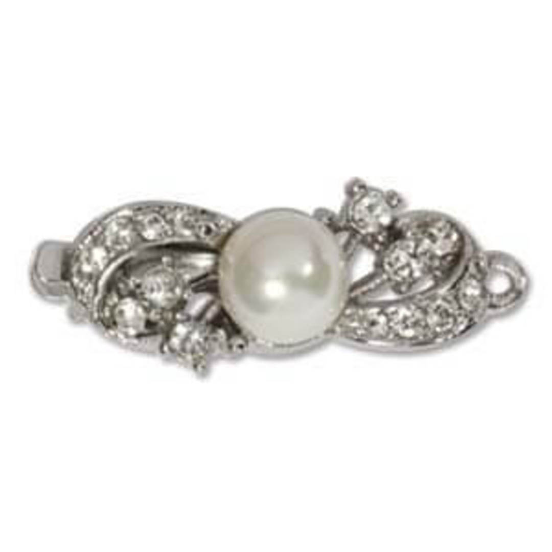Crystal and Pearl Clasp, rhodium plate image 0
