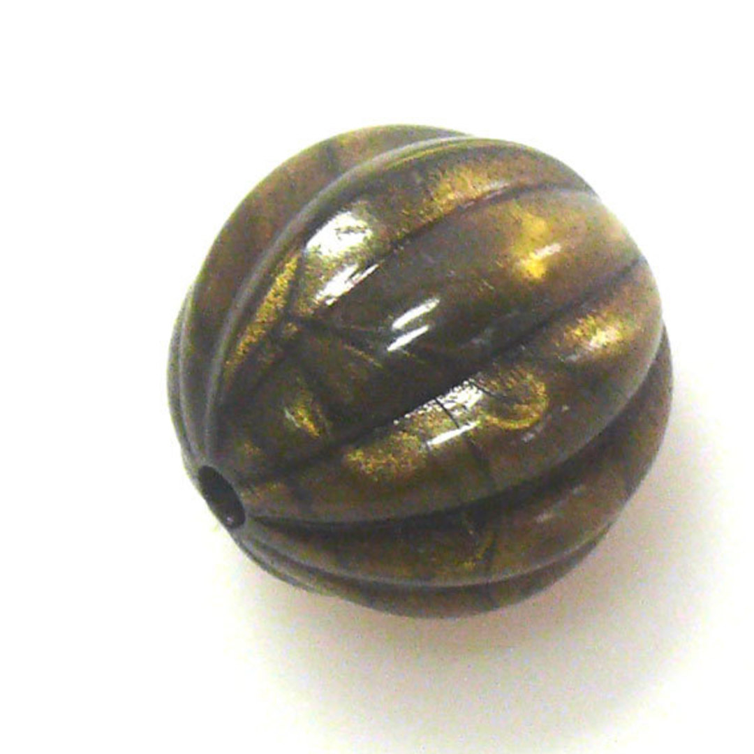 Acrylic Bead, 18mm: Ridged ball, antique brass image 0