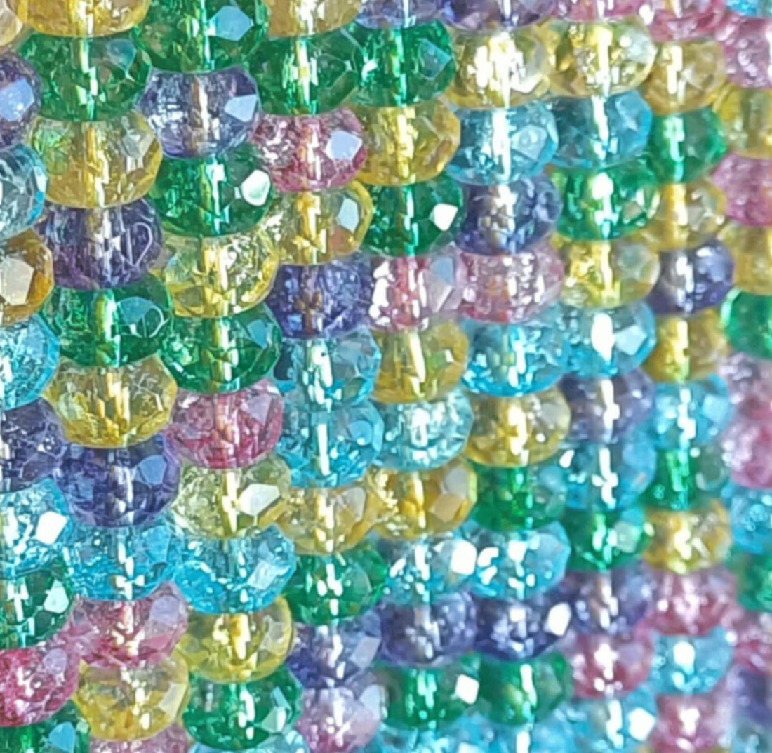 Cracked Crystal (synthetic): 6x10mm faceted rhondelles - Rainbow mix image 0