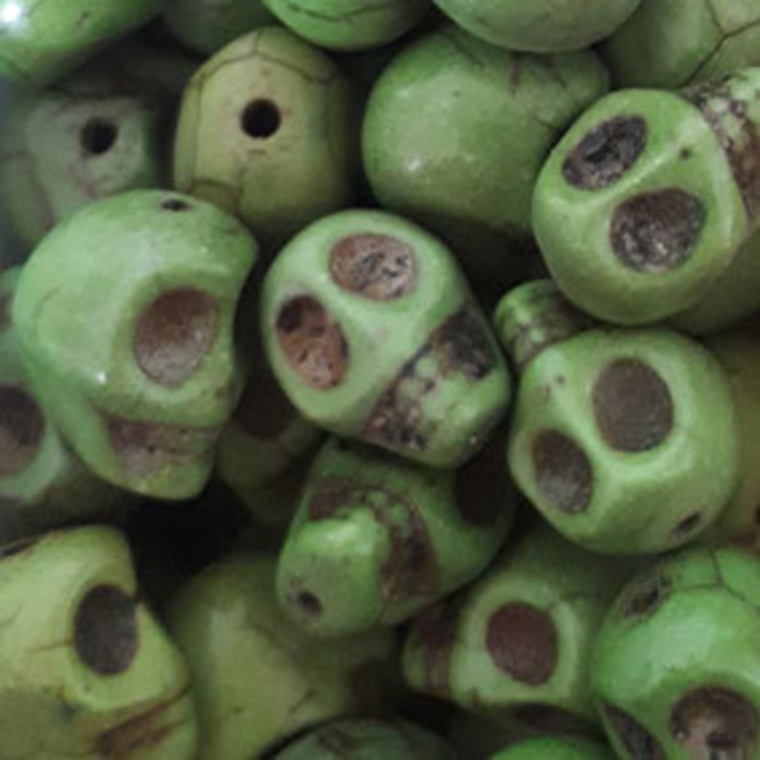 Howlite Skull: Small - Pea Green image 0