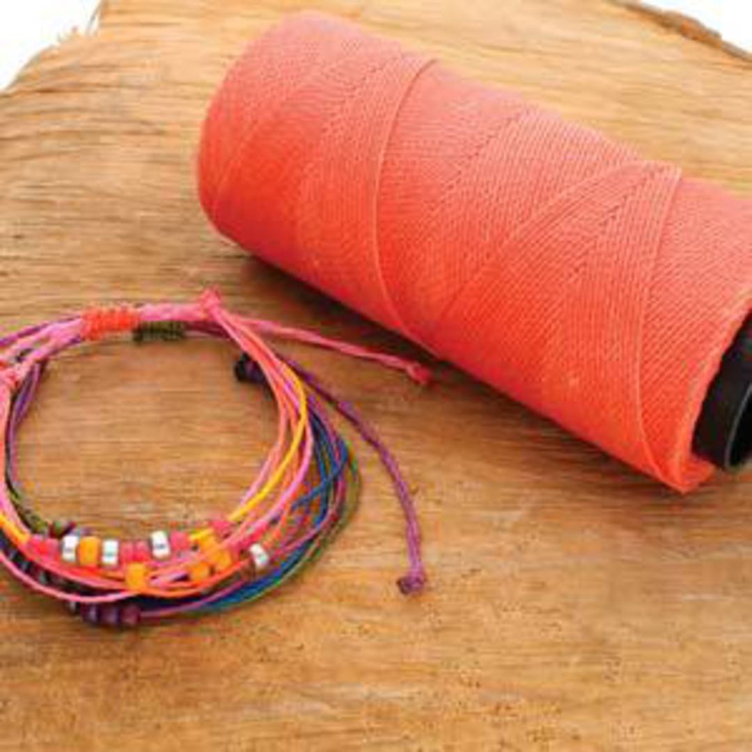 0.8mm Knot-It Brazilian Waxed Polyester Cord: Salmon image 0