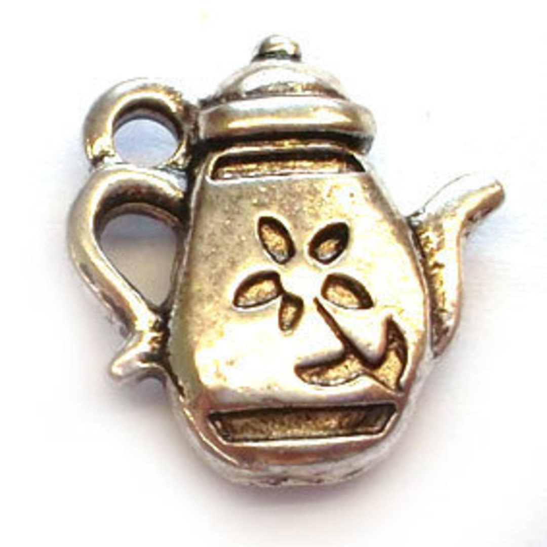 Metal Charm 20: Coffee Pot (14mm x 15mm) - antique silver image 0
