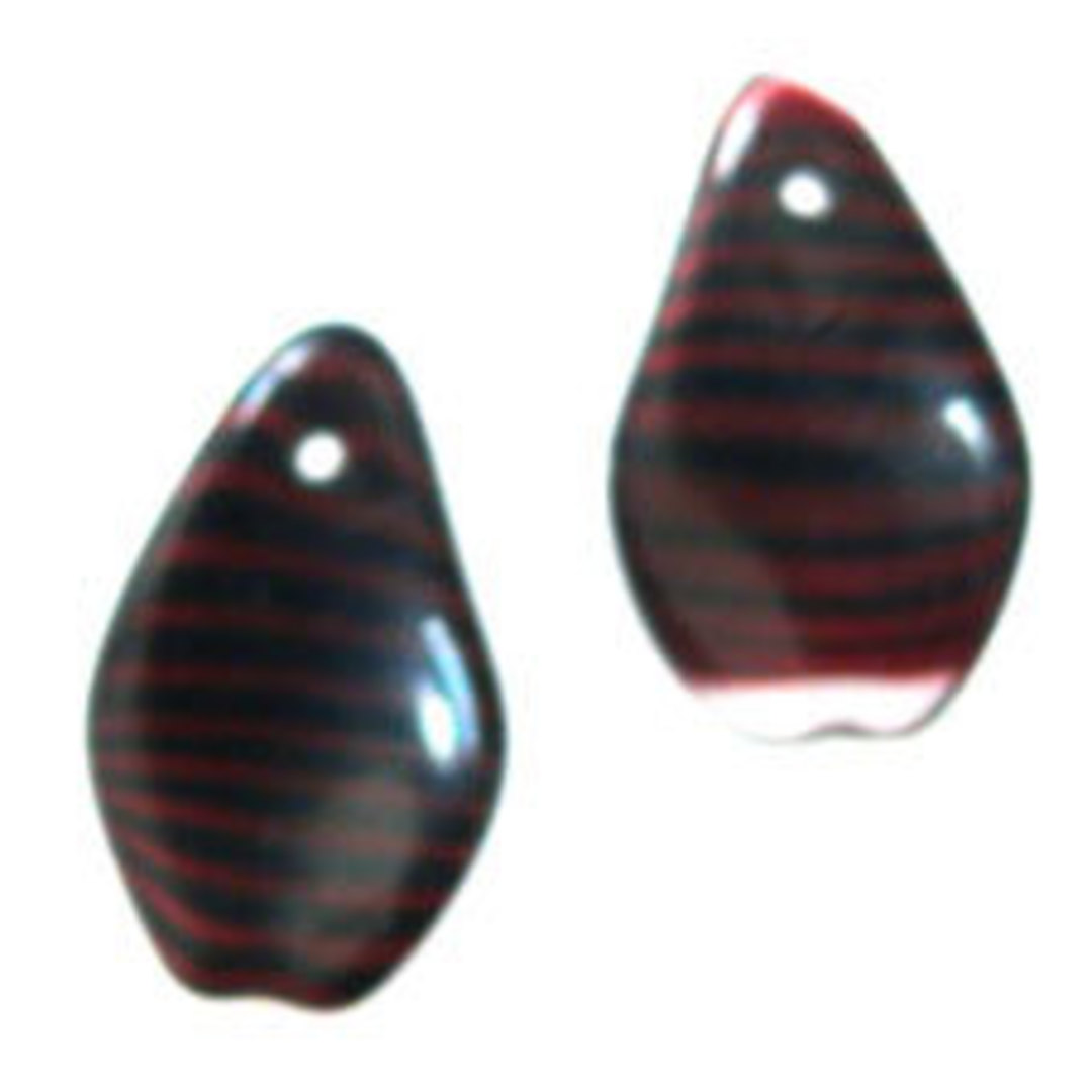 Flat Twist, 10mm x 16mm - Black/Red Stripe. image 0