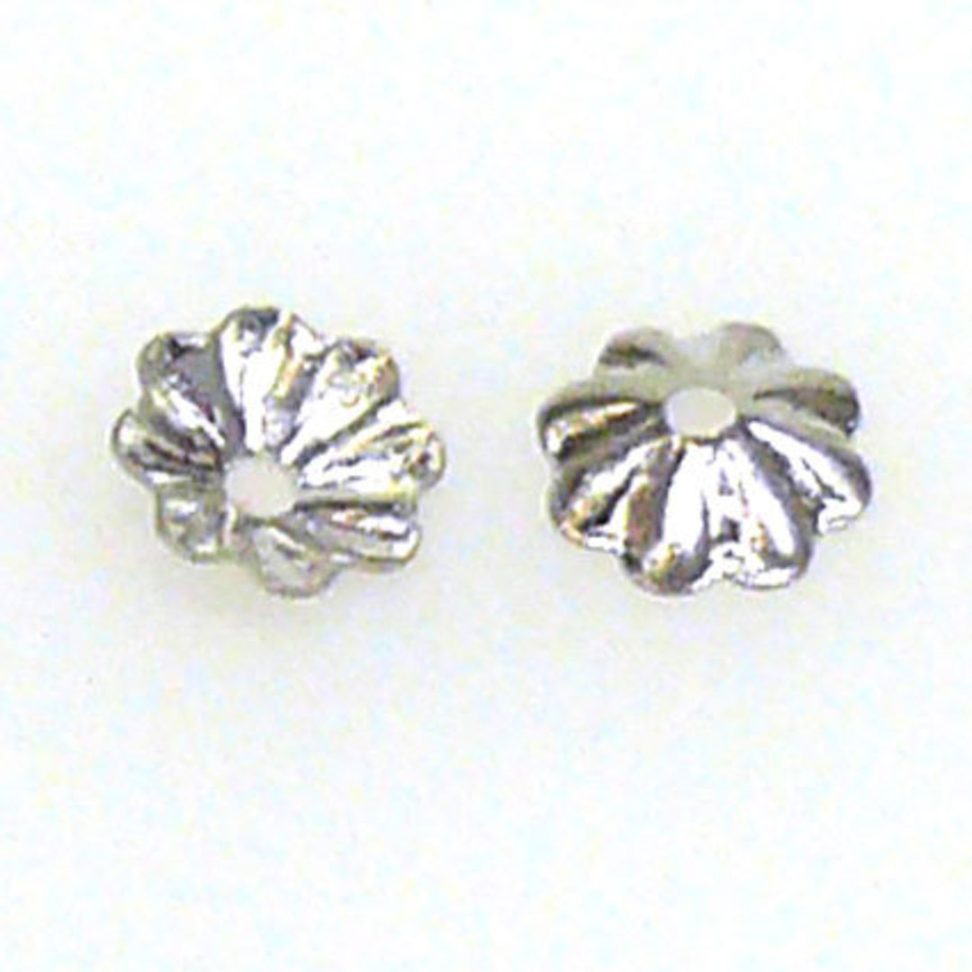 Antique Silver Bead Cap, 5mm, fluted image 0