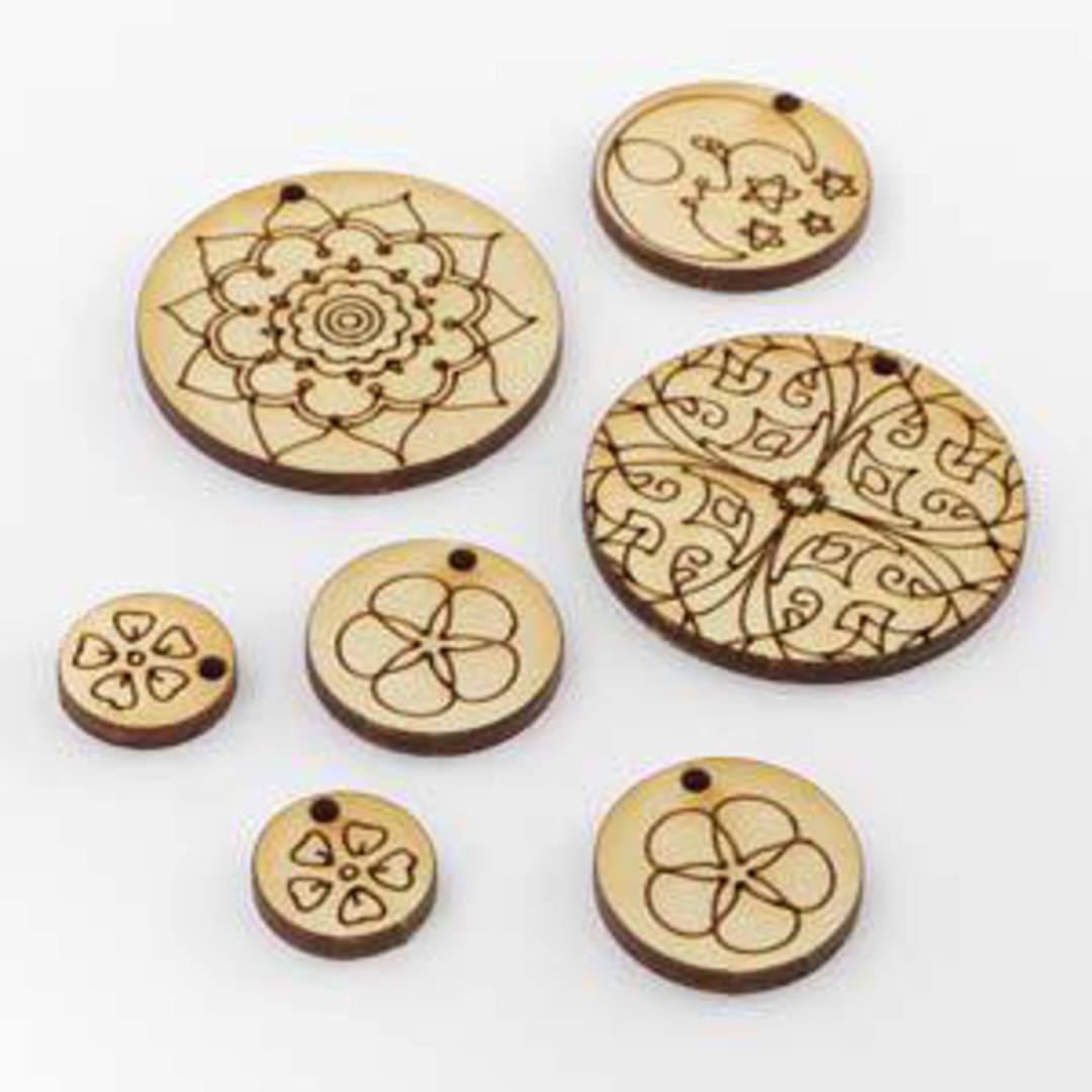 Wooden Jewellery Pop Out 046: Sun and Moon Panel (6.8 x 9.6cm) image 1