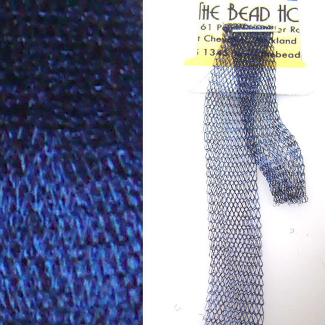 Italian Metallic Mesh Ribbon, Dark Blue image 0