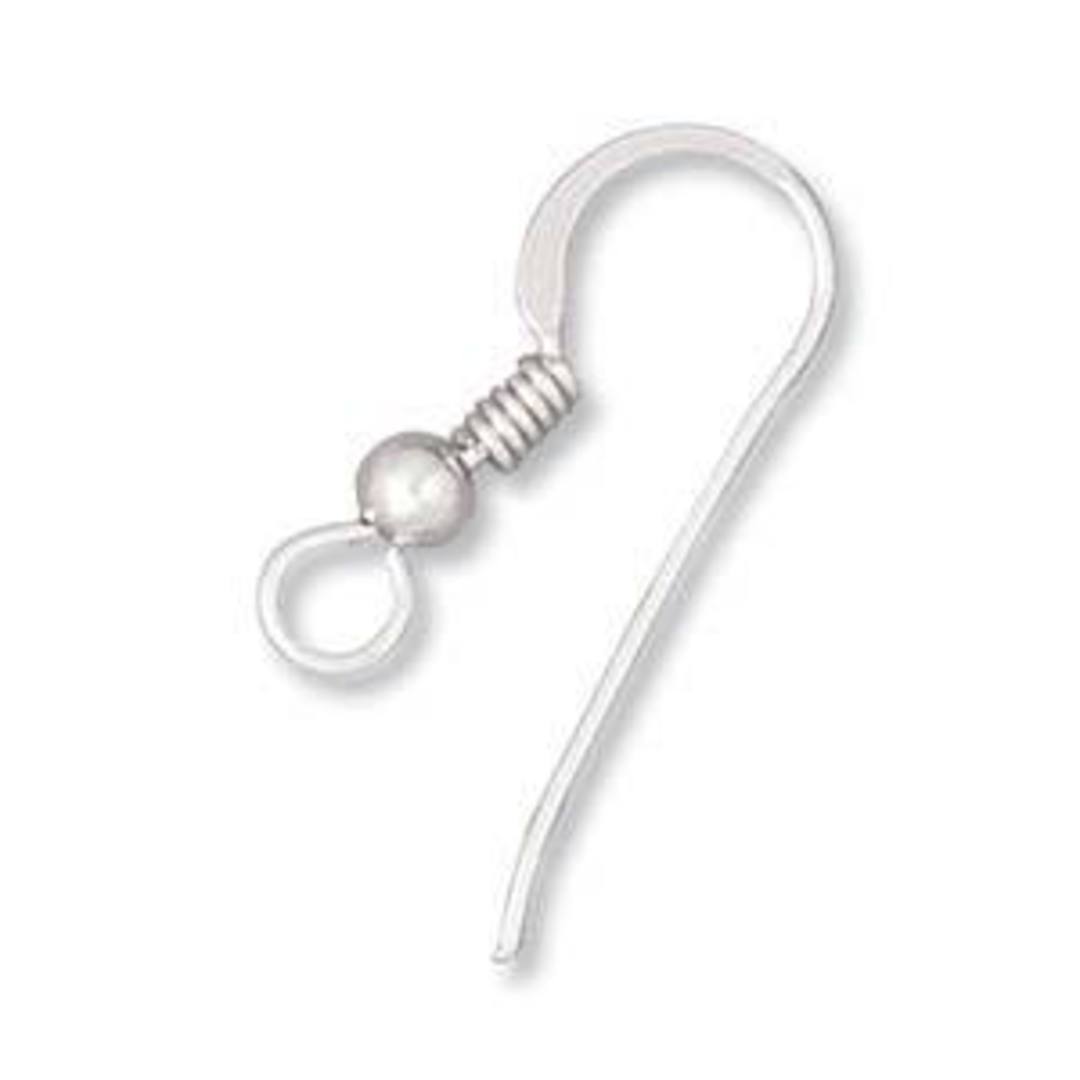 22mm Sterling Silver Earring Hook: flattened wire, spring and ball detail image 0