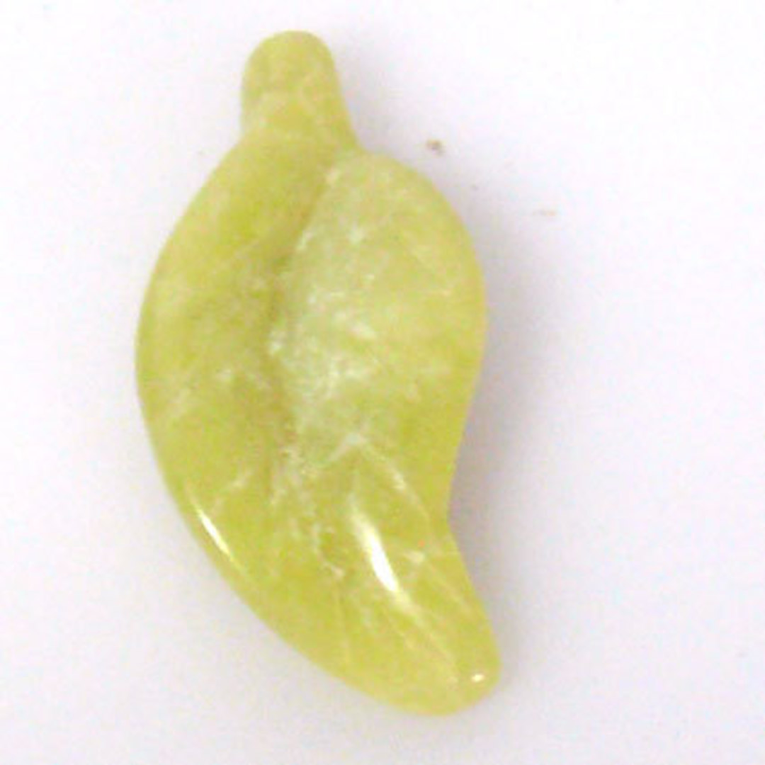Carved Jade leaf, approx 18 x 34mm image 0