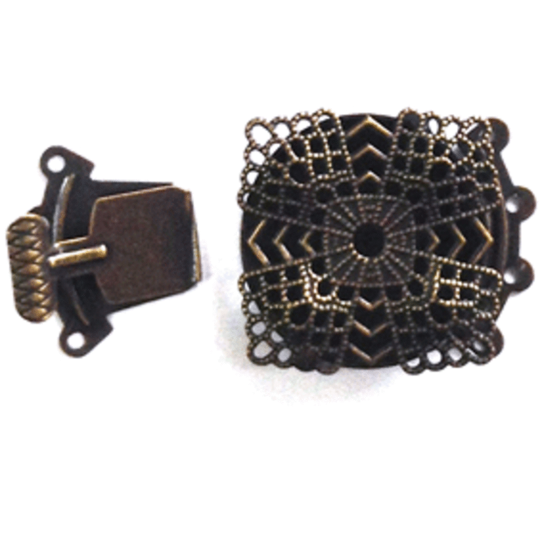 Large Filigree Spacer Clasp 6 (22x28mm): Antique Brass square image 0