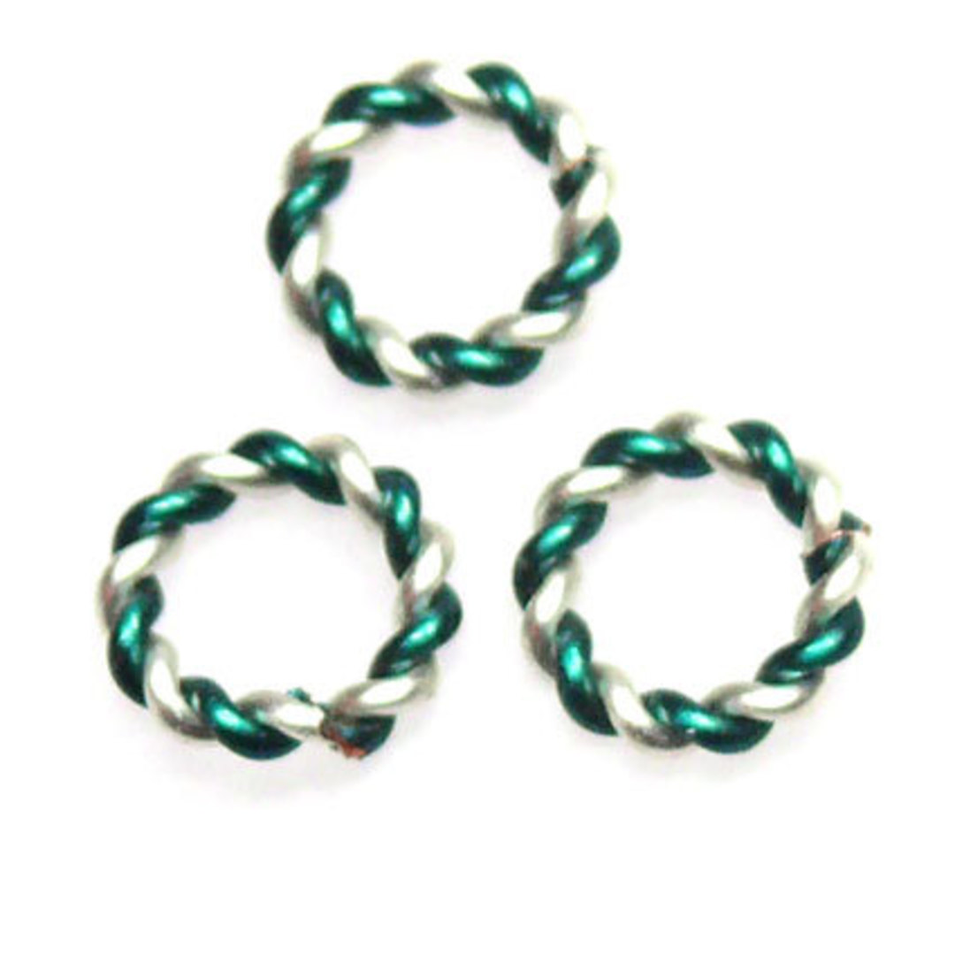 Twisted Jumpring, silver/green image 0