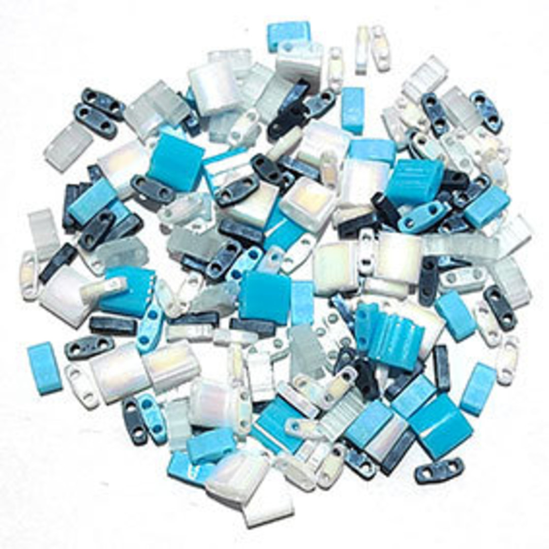 Miyuki Tila Bead MIX204, Standard, Half and Quarter Tilas: Aquas (6 grams) image 0