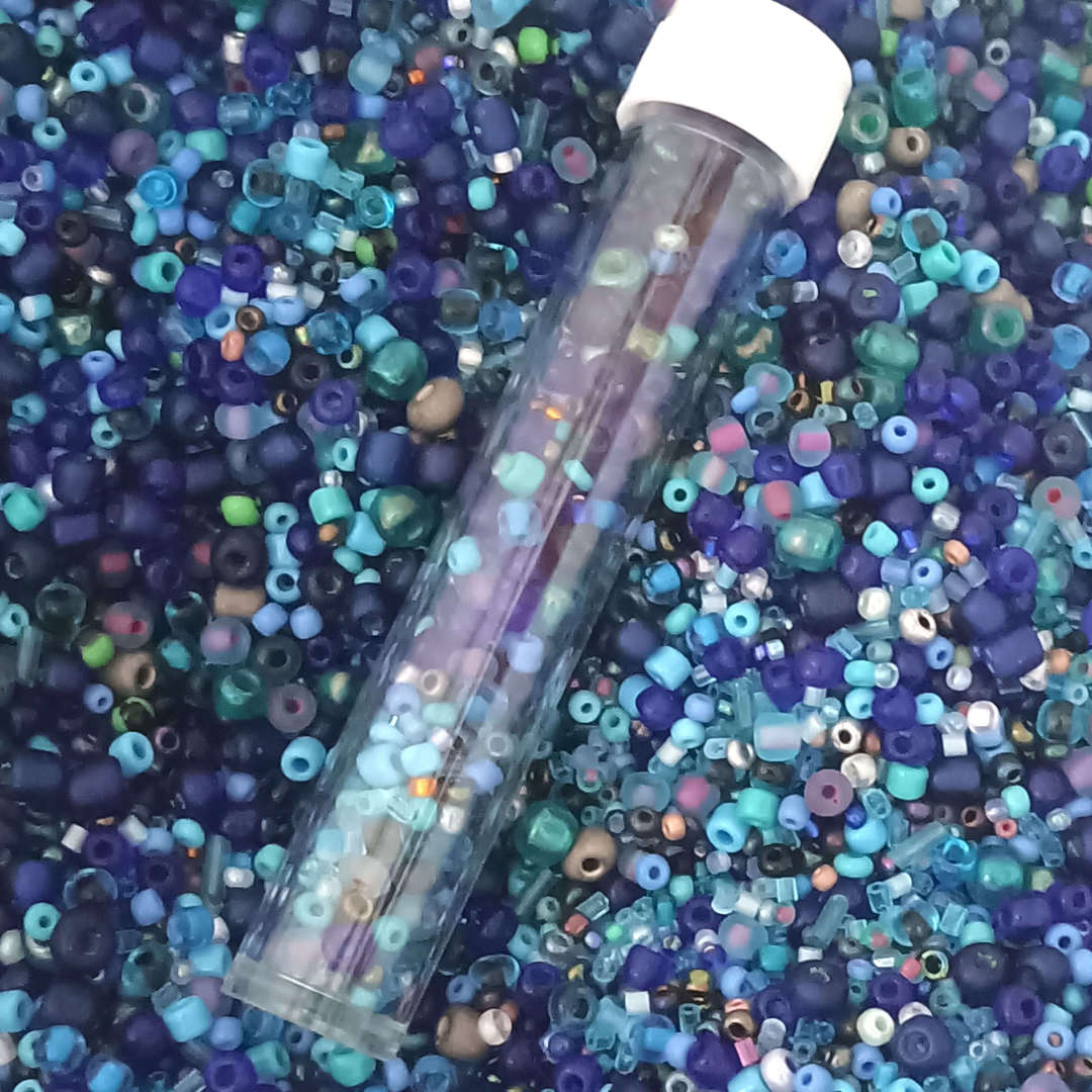 NEW! Seed Bead Mix, 15 gram - Deep Ocean image 0