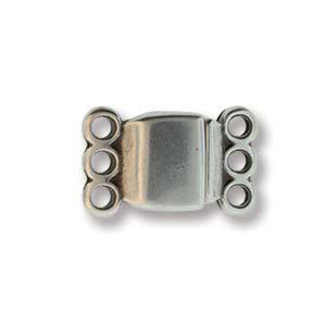Magnetic 3 Strand Spacer Clasp (13.7mm x 6.6mm) - antique silver image 1