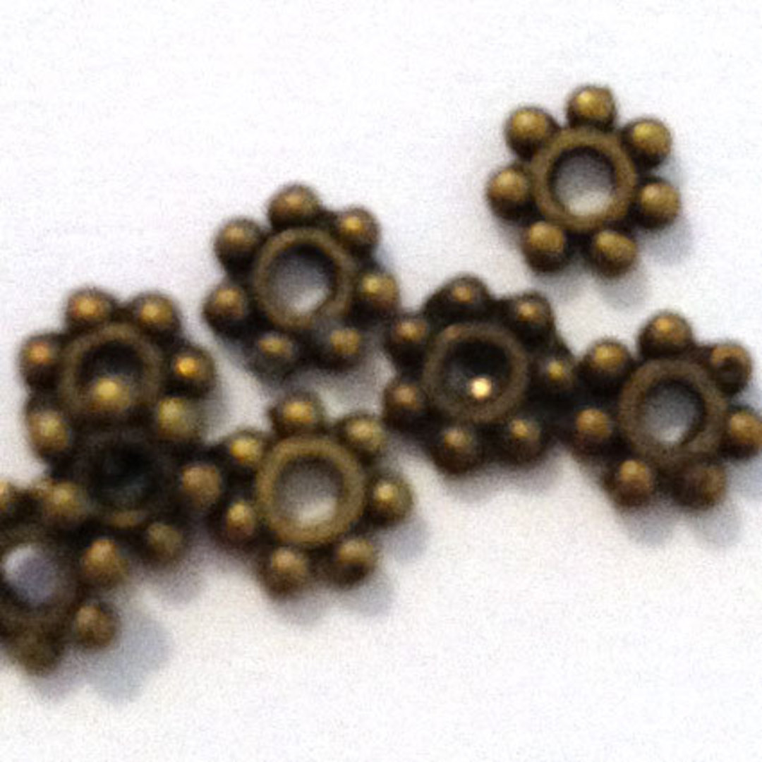 Metal Spacer: 4mm flower edge - brass image 0