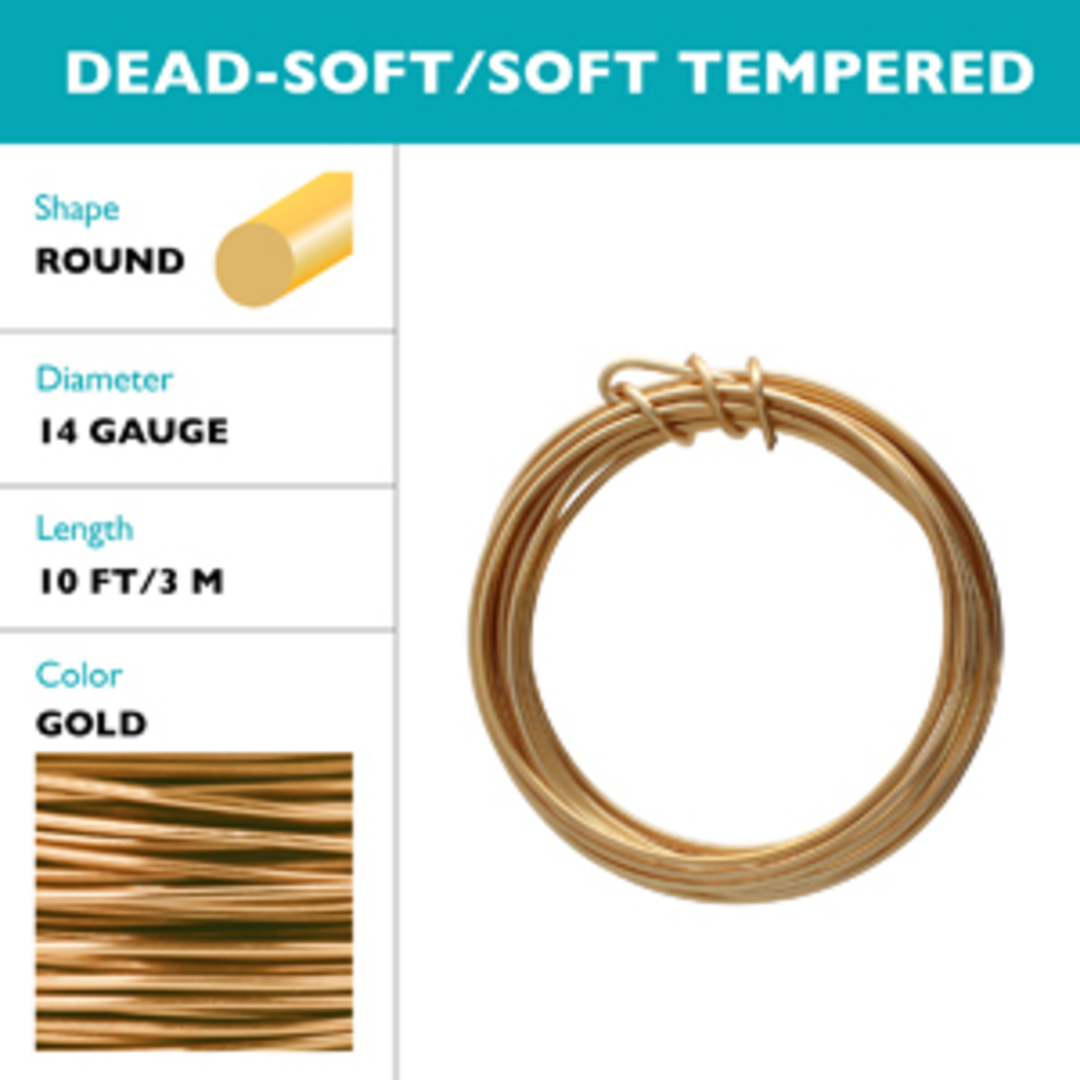 Beadsmith Craft Wire, Gold Colour: 14 gauge  (soft temper) image 2